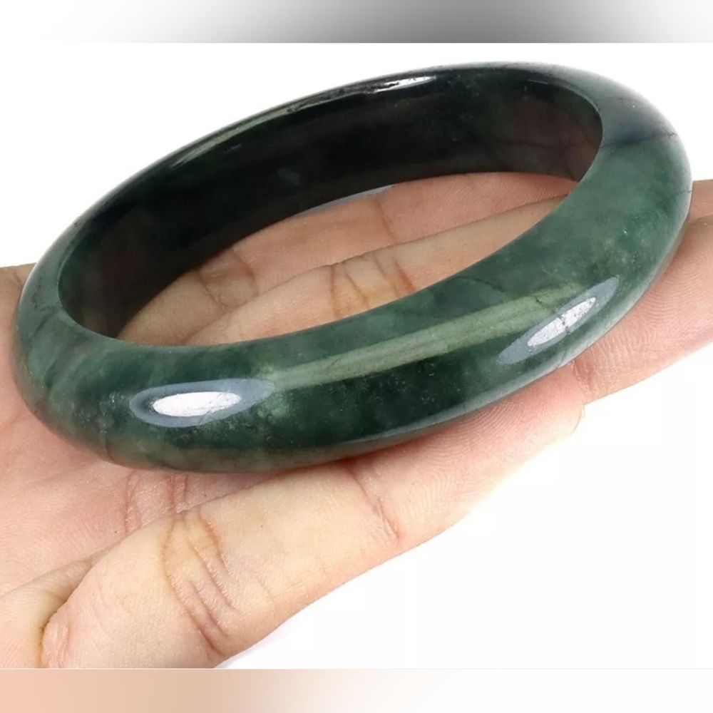 Bangle Jadeite Jade 314ct 13x9mm Natural Handmade Natural Gemstone  2.2 Inches - Picture 3 of 10